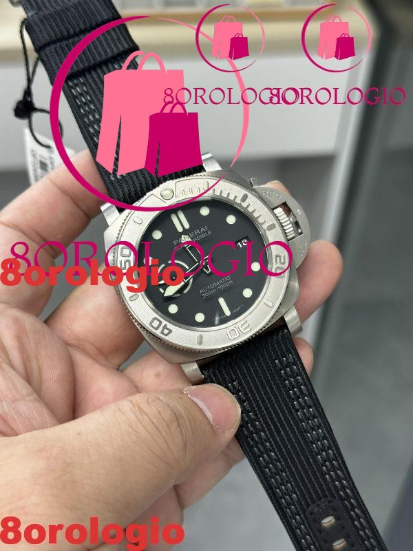 Panerai Submersible Mike Horn Edition PAM 984 Titanio Quadrante Nero Cinturino Nero Replica VSF 47mm Orologio - immagine 3