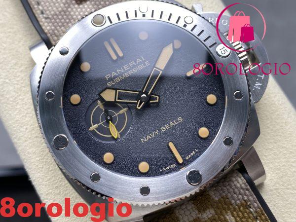 Panerai Submersible QuarantaQuattro Navy SEALs PAM01518 Quadrante Nero Ombreggiato 1:1 Migliore Replica VSF 44mm Orologio - immagine 4