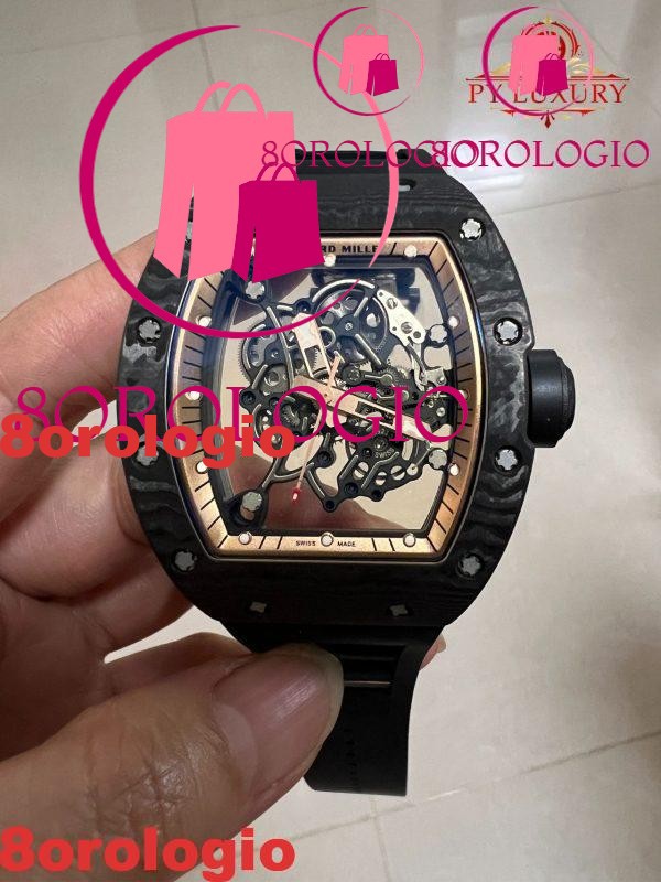 Replica su misura 1:1 Richard Mille RM055 Edizione Asia Bubba Watson squisita in fibra di carbonio NTPT movimento modificato non regolatore 42.7mm Orologio - immagine 10