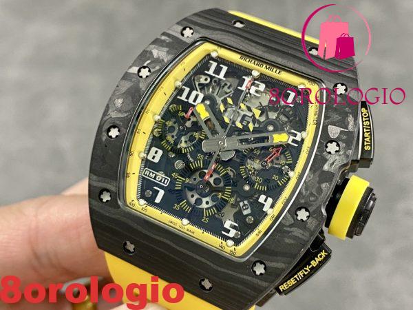 Richard Mille RM011 Cronografo Carbonio Tempesta Gialla Migliore Replica KVF 49.94×44.5mm Orologio - immagine 4