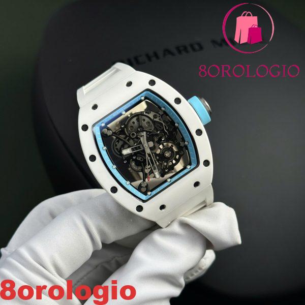 Richard Mille RM055 Ceramica Bianca Bubba Watson Asia Blue Miglior Replica BBR V3 42.7mm Orologio - immagine 5