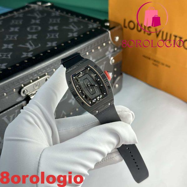 Richard Mille RM07-01 Carbonio Nero Gomma Nera Replica di Migliore Qualità 45.32 X 32.3mm Orologio - immagine 3