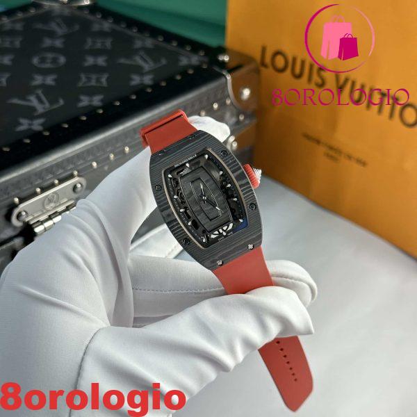 Replica di Alta Qualità Richard Mille RM07-01 Carbonio Nero Cinturino Rosso 45.32 x 32.3mm Orologio - immagine 3