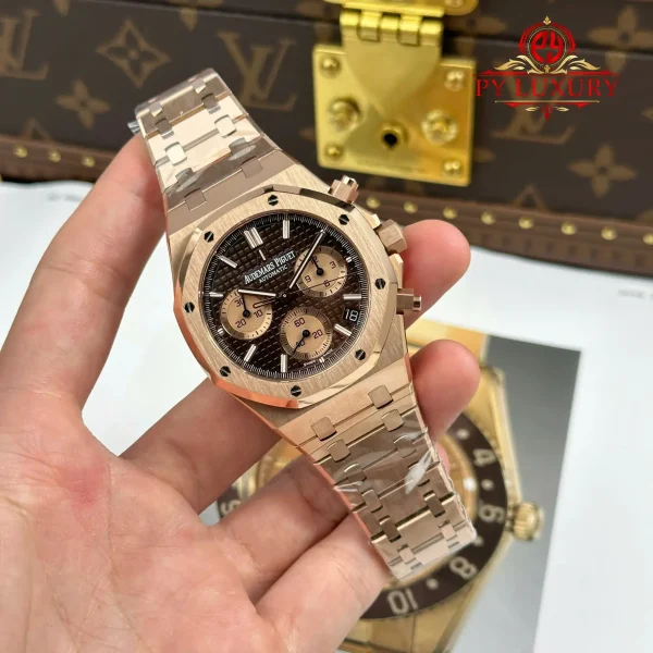 Audemars Piguet Royal Oak Chronograph 26239OR Oro Rosa Quadrante Marrone 1:1 Migliore Replica APSF 41mm Orologio - immagine 7