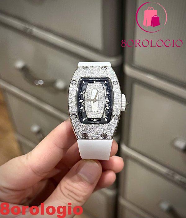 Richard Mille RM07-01 Lady White MOP Lip Snow Diamonds Custom Moissanite Replica 45.32×32.3 mm Orologio - immagine 3