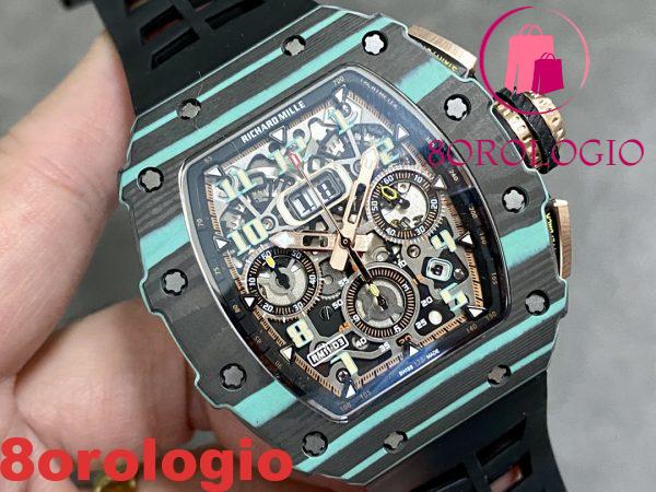 Richard Mille RM11-03 Ultimate Edition Carbonio Quarzo Turchese TPT Edizione Limitata Replica KVF 49.94 X 44.5mm Orologio - immagine 3