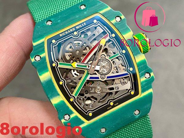 Richard Mille Wayde Van Niekerk RM67-02 Green Carbon Replica 1:1 Automatic Extra Flat 47.52 X 38.7mm Orologio - immagine 3