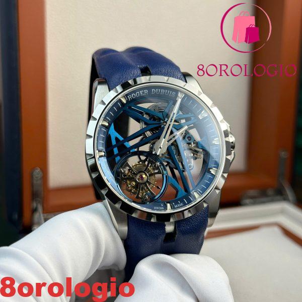 Roger Dubuis Excalibur Monotourbillon Cobalt Blue RDDBEX0838 Migliore Replica BBR 42mm Orologio - immagine 7