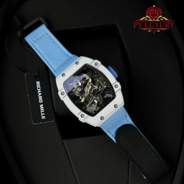 Richard Mille RM27-02 Rafael Nadal Tourbillon Fibra di Carbonio Bianca Migliore Replica 39.7 X 47.7mm Orologio - immagine 4