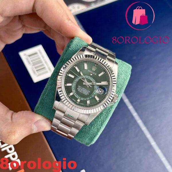 Rolex Sky-Dweller 326934 Quadrante Verde Menta Bracciale Oyster Replica 42mm Orologio - immagine 5
