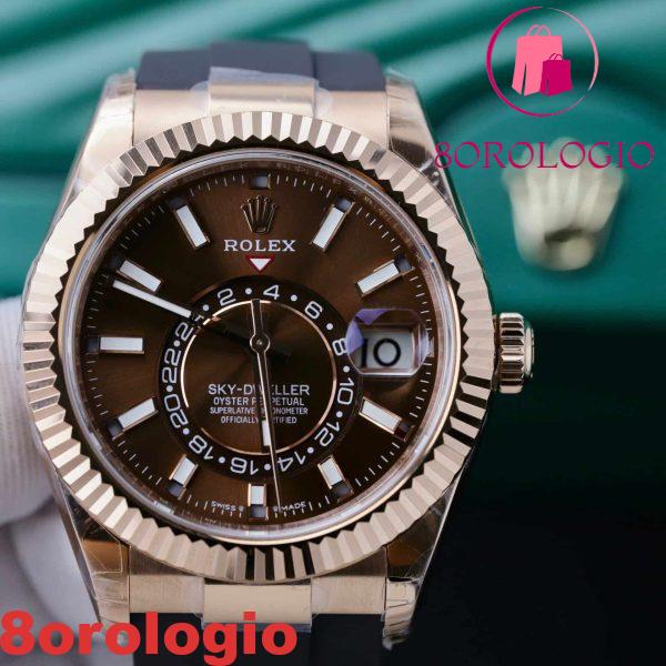 Rolex Sky-Dweller 326934 Oro Rosa Quadrante Cioccolato Cinturino in Gomma Migliore Replica 42mm Orologio - immagine 4