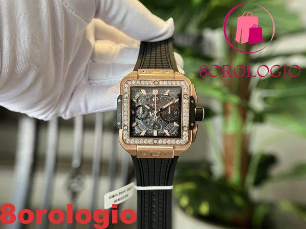 Hublot Square Bang King Gold Con Ghiera Personalizzata in Moissanite Replica di Alta Qualità 42mm Orologio - immagine 3