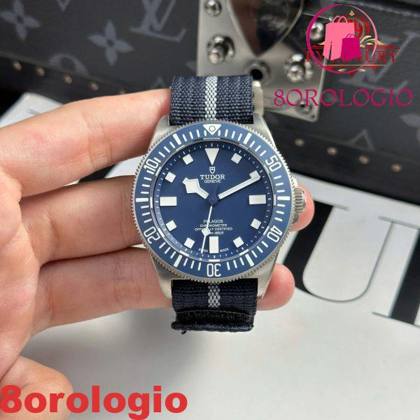 Tudor Pelagos FXD Titanium M25707b/25-0001 Quadrante Blu Cinturino in Tessuto Blu Navy Replica 1:1 42mm Orologio - immagine 3