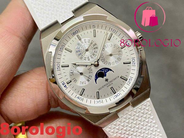 Vacheron Constantin Overseas 4300V Calendario Perpetuo Quadrante Argento Cinturino in Gomma Replica Migliore 41.5mm Orologio - immagine 3