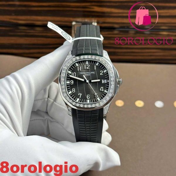 Replica Patek Philippe Aquanaut 5167A Quadrante Nero Custom Baguette Moissanite Modificato Max Options Super Clone 40mm Orologio - immagine 8