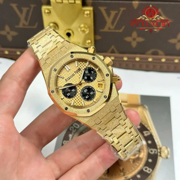Audemars Piguet Royal Oak Chronograph 26240BA Frosted Yellow Gold Quadrante Giallo 1:1 Miglior Replica APSF 41mm Orologio - immagine 6