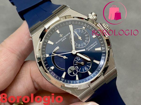 Vacheron Constantin Overseas Dual Time 47450/000A-9039 Quadrante Blu Cinturino in Gomma Replica TWF 42mm Orologio - immagine 3