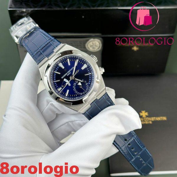 Vacheron Constantin Overseas Dual Time 7900V/110A-B334 Quadrante Blu Cinturino in Pelle Replica Svizzera PZF 41mm Orologio - immagine 3