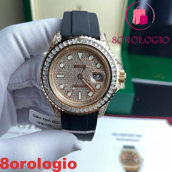 Replica Migliore di Rolex Yacht-Master 126655 40mm in Oro Rosa 18K con Moissanite Customizzata Orologio - immagine 5