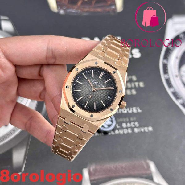 Audemars Piguet Royal Oak Jumbo Extra-sottile 16202OR Quadrante Grigio Fumé Migliore Replica 39mm Orologio - immagine 5