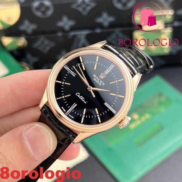 Rolex Cellini Time 50505 Oro Rosa Quadrante Nero Replica Migliore 39mm Orologio - immagine 3