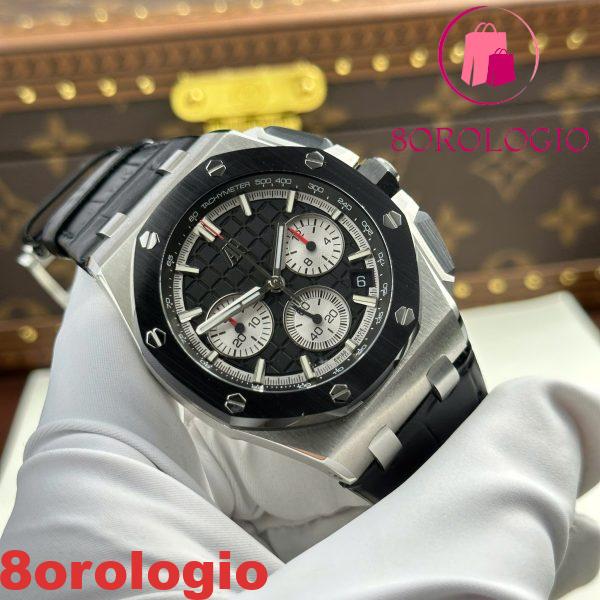 Audemars Piguet Royal Oak Offshore Chronograph 26420SO Quadrante Nero Cinturino in Pelle Replica Migliore 43mm Orologio - immagine 7