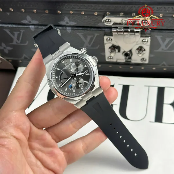 Vacheron Constantin Overseas Dual Time 47450/000W-9511 quadrante grigio cinturino in gomma replica miglior edizione 42mm Orologio - immagine 3