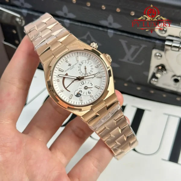 Vacheron Constantin Overseas Dual Time 47450/B01R-9404 Oro Rosa Quadrante Bianco Replica Migliore 42mm Orologio - immagine 3
