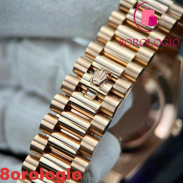 Rolex Day-Date 228345RBR replica in oro 18K personalizzato con moissanite a baguette 40mm Orologio - immagine 4