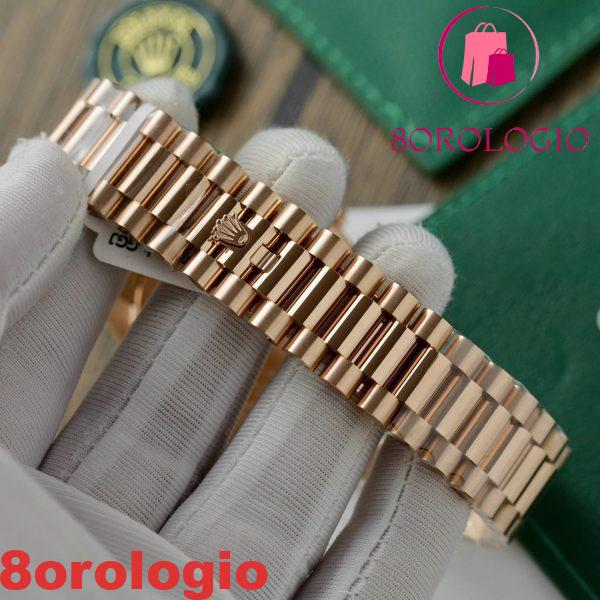 Rolex Day-Date 228345RBR-0026 Quadrante MOP Baguette Oro Rosa 18K Con Ghiera in Moissanite GMF V3 Miglior Replica 40mm Orologio - immagine 4