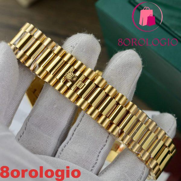 Replica Rolex Day-Date 228348RBR Oro Giallo 18K Quadrante Nero con Diamanti Ghiera in Moissanite GMF V3 Super Clone 40mm Orologio - immagine 4