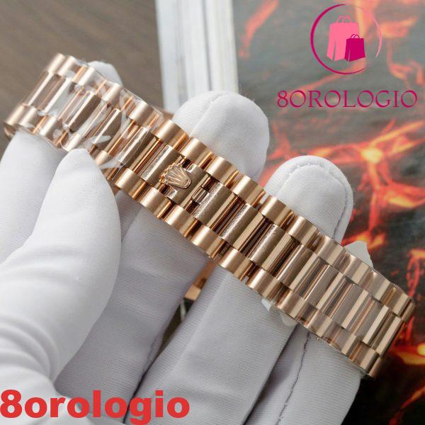 Replica Migliore Rolex Day-Date 36 Quadrante Cioccolato Diamanti e Rubini Oro Rosa 18K Incastonato con Moissanite a Baguette 36mm Orologio - immagine 4