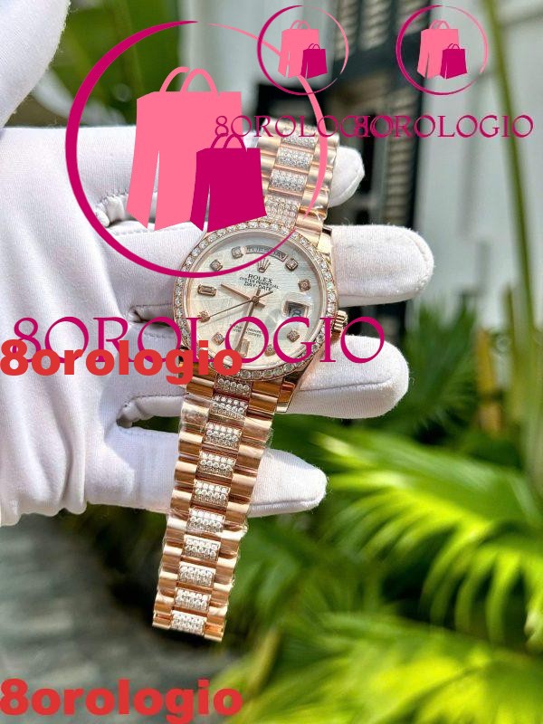 Rolex Day-Date 36 Quadrante in Meteorite Oro Rosa 18K Replica Migliore con Quadrante in Moissanite Personalizzato e Bracciale in Moissanite 36mm Orologio - immagine 4