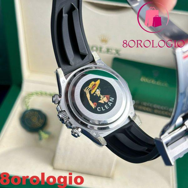 Replica Rolex Daytona 126519-0006 Acciaio & Quadrante Nero Lucido Cinturino in Gomma Oysterflex Clean Factory 40mm Orologio - immagine 4