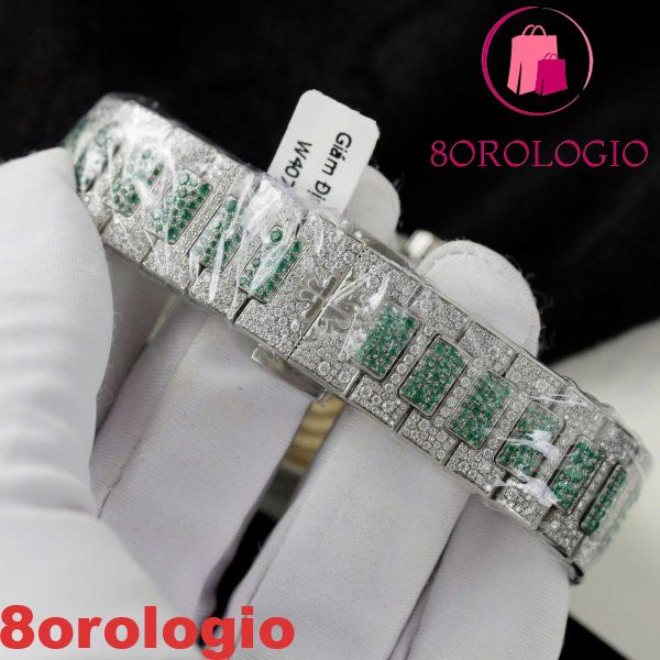 Patek Philippe Ladies Natilus 7118/1453G-001 Iced Out Moissanite Green Migliore Replica 35.2mm Orologio - immagine 12