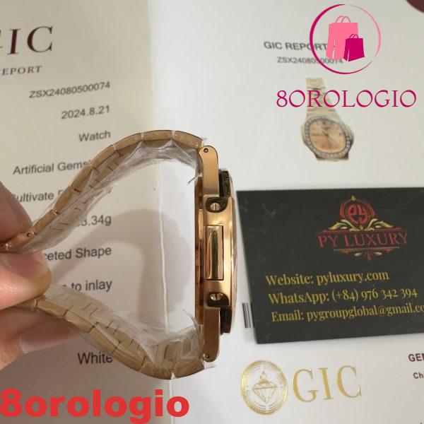 Patek Philippe Nautilus 5723/1R-001 Quadrante Oro Rosa 18K Oro Massiccio Replica Diamanti Baguette 40mm Orologio - immagine 12