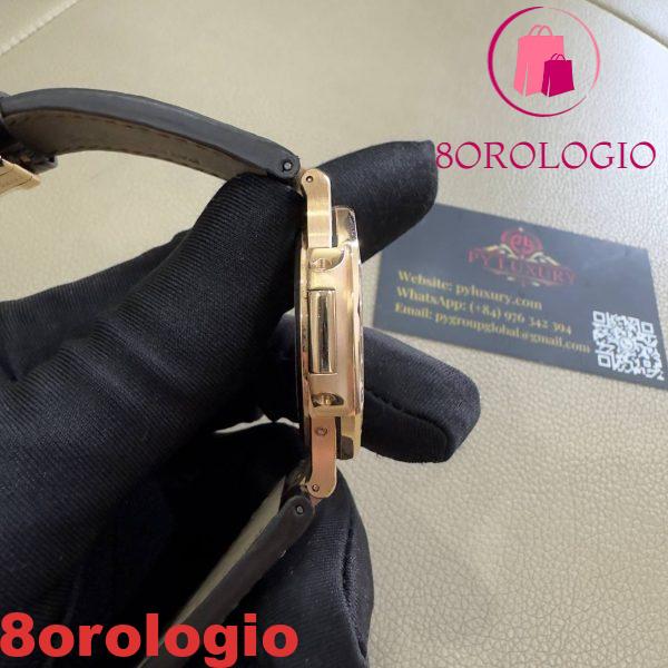 Patek Philippe Nautilus 5724R-001 replica in puro oro 18K con diamanti baguette su misura e cinturino in pelle di coccodrillo 40mm Orologio - immagine 4