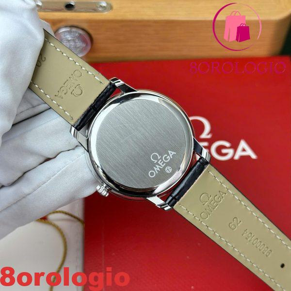 Omega De Ville Prestige Power Reserve quadrante argento cinturino in pelle nera replica migliore 39,5 mm Orologio - immagine 4