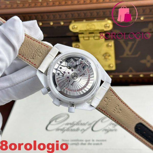 Omega Speedmaster White Side Of The Moon Cinturino in Pelle Ceramica Bianca Replica 44mm Orologio - immagine 4