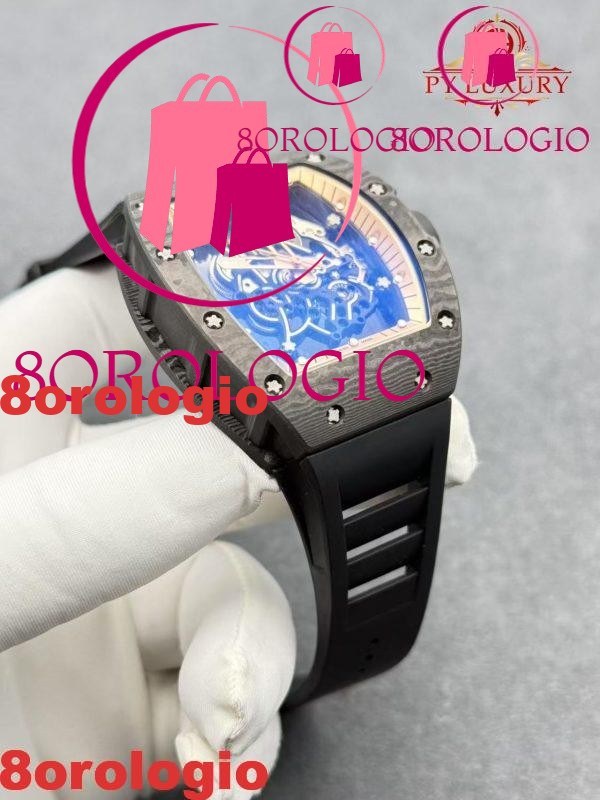 Replica su misura 1:1 Richard Mille RM055 Edizione Asia Bubba Watson squisita in fibra di carbonio NTPT movimento modificato non regolatore 42.7mm Orologio - immagine 4