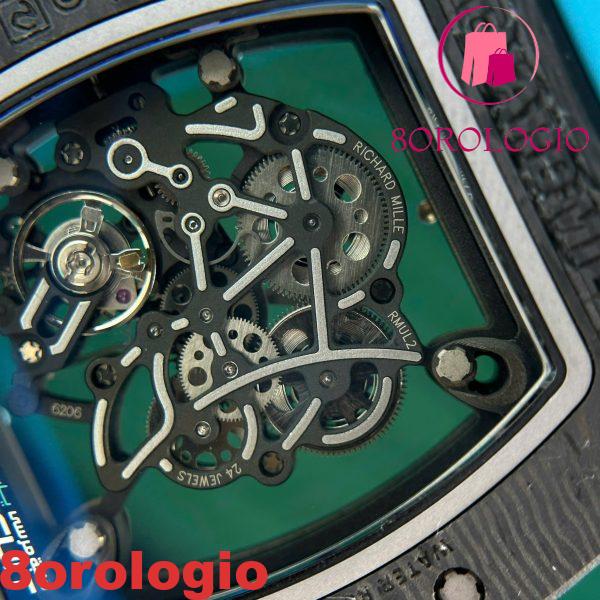 Richard Mille RM055 Bubba Watson Yas Marina Circuit Carbon TPT Cinturino in Gomma Blu Replica 1:1 Super Clone ZF 42.7mm Orologio - immagine 4