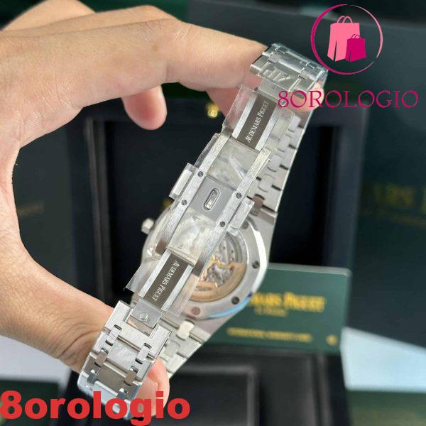 Replica Audemars Piguet Royal Oak Jumbo Extra Sottile 15202ST Quadrante Bianco Guilloche 39mm Orologio - immagine 4