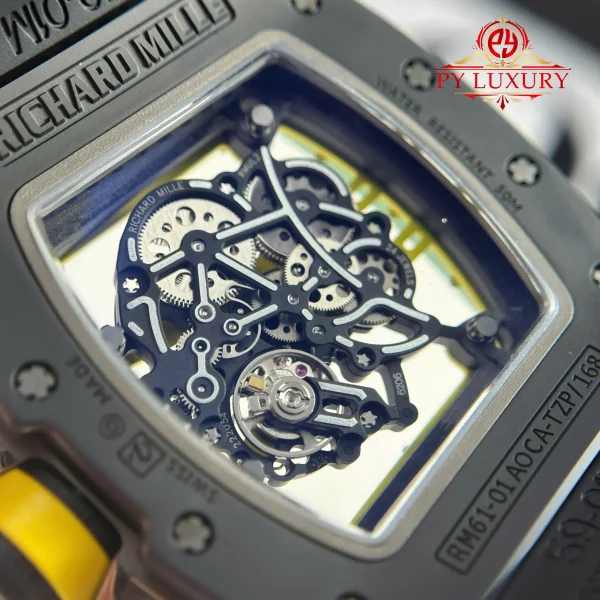 Richard Mille RM61-01 Yohan Blake 'Green' Ceramica Nera Cinturino in Gomma Replica ZF 42.7mm X 50.23mm Orologio - immagine 4