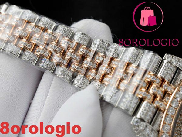 Rolex Datejust 36 Due Toni Oro 18K Rivestito Iced Out Moissanite Migliore Replica 36mm Orologio - immagine 4
