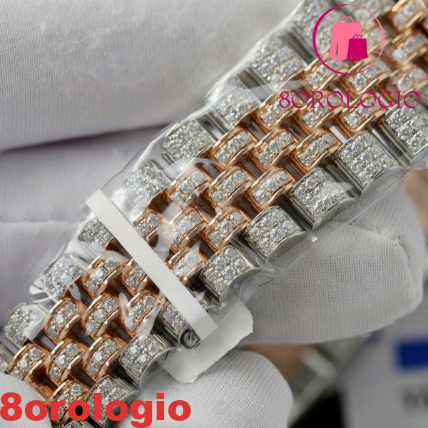 Rolex Datejust 41 Two Tone Quadrante Cioccolato 18K Placcato Oro Iced Out Moissanite Migliore Replica 41mm Orologio - immagine 4