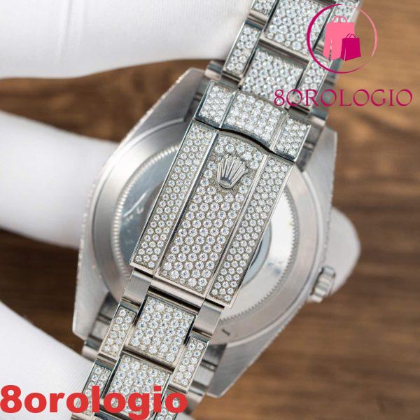 Replica migliore Rolex Datejust 41mm quadrante blu luminoso ghiacciato con moissanite Orologio - immagine 4