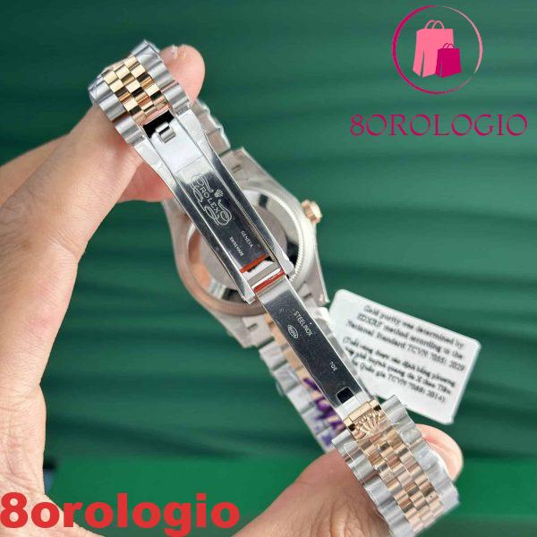 Rolex Datejust Due Tono 10K Oro Rosa Replica Quadrante Cioccolato con Diamanti Jubilee Super Clone 31mm Orologio - immagine 4