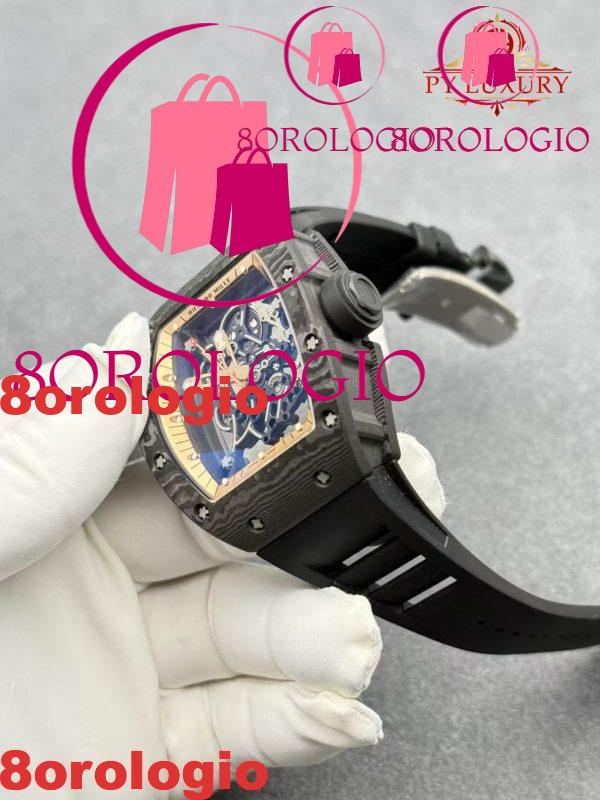 Replica su misura 1:1 Richard Mille RM055 Edizione Asia Bubba Watson squisita in fibra di carbonio NTPT movimento modificato non regolatore 42.7mm Orologio - immagine 5