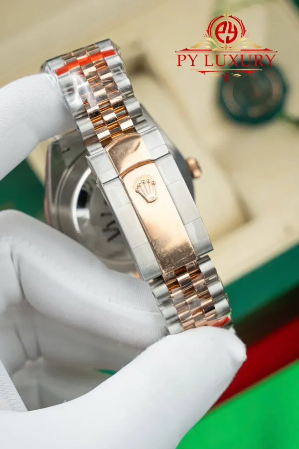 Rolex Datejust 126331 Replica Bicolore Oro Rosa 10K Quadrante Grigio Bracciale Jubilee Migliore Clone 41mm Orologio - immagine 5