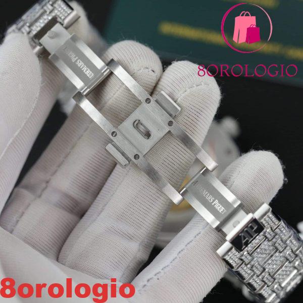Replica Audemars Piguet Royal Oak Iced Out Moissanite Quadrante Arabo Super Clone 41mm Orologio - immagine 5